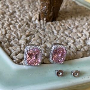 Vintage 925 pink morganite & white sapphire earring